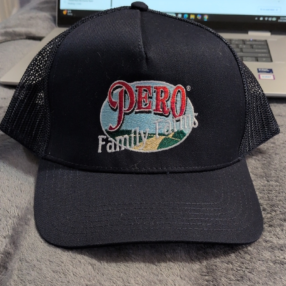 OTTO Navy Trucker Hat with Red & White Embroidered PERO Logo